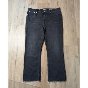 J.Crew Black Boot Crop Jeans Size 32 9" Demi Stretch Raw Hem Trendy